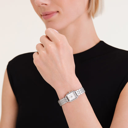 Rosefield The Boxelle White dial Silver Steel Strap - BWSSS-B02