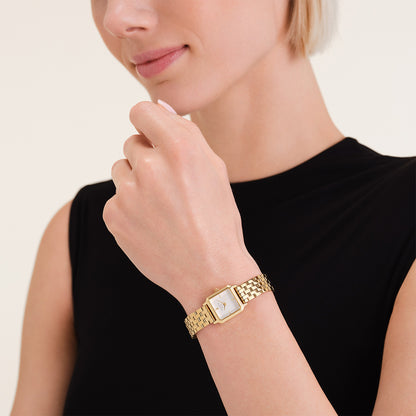 Rosefield The Boxelle White Dial Gold Steel - BWGSG-B01