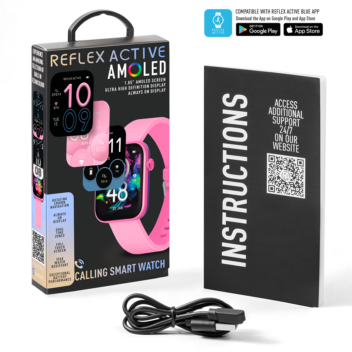 Reflex Active Spectra S 300 Lite AMOLED Smart Aluminium Pink Strap Calling Watch - RA40-2219