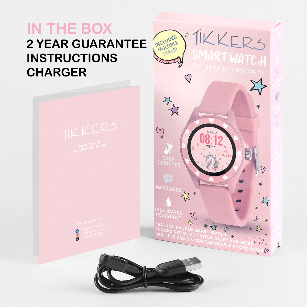 Tikkers Smart Series 34 Pink Silicone Strap Smart Watch - TKS34-0022