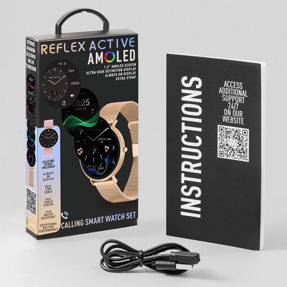 Reflex Active Spectra R 300 Slim Rose Gold Mesh and Pink Silicone Strap AMOLED Ultra Slim Smart Calling Watch Set  - RA42-2210