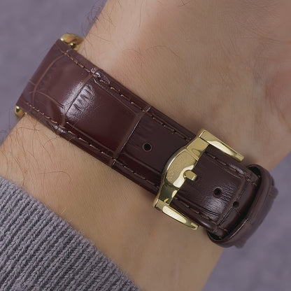 Rotary Men's Heritage Sherlock Gold Plated Stainlesss Steel Brown Leather Strap Watch - RGS10014/06