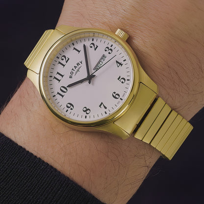Rotary Men's Heritage Altera Gold Plated Stainless Steel Expander Bracelet Watch - RGB05762/18