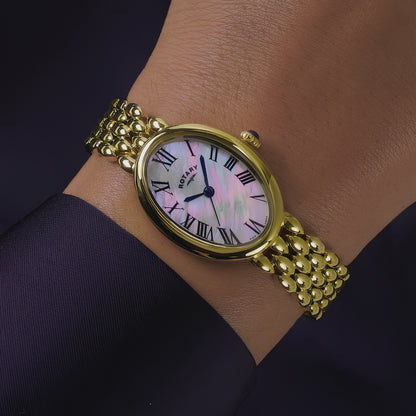 Rotary Ladies Heritage Astoria Mother Of Pearl Dial Gold Plated Stainless Steel Pebble Bracelet Watch - RLB10024/07