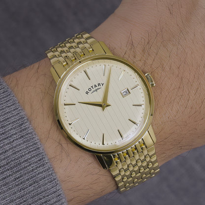 Rotary Men's 1895 Gold Plated Stainless Steel Bracelet Watch - RGB10048/31