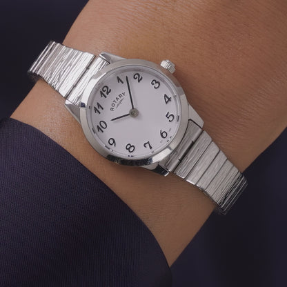 Rotary Ladies Heritage Stainless Steel Expander Bracelet Watch - RLB10029/01