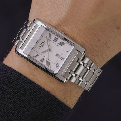 Rotary Men's Heritage Astoria Rectangular Stainless Steel Bracelet Watch - RGB05750/01