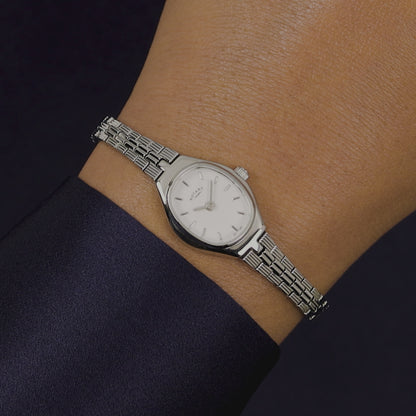 Rotary Ladies 1895 Silver White Satin Dial Stainless Steel Bracelet Watch - RLB10051/70