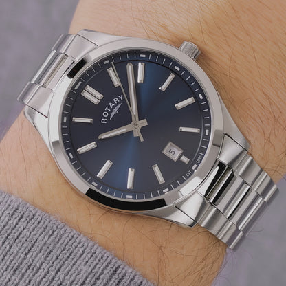 Rotary Men's Heritage Blue Dial Stainless Steel Bracelet Watch - GB05520/05