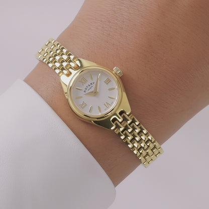 Rotary Ladies Cocktail Silver White Dial Gold Plated Stainless Steel Bracelet Watch - LB05128/70