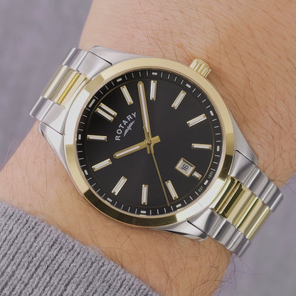 Rotary Men's Heritage Silver & Gold Plated Stainless Steel Bracelet Watch - GB05521/04