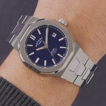 Rotary Men's Regent Automatic 100M Water Reistance Blue Dial Stainless Steel Bracelet Watch - GB05410/05