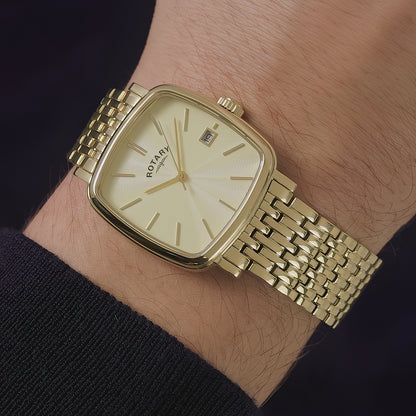 Rotary Men's Heritage Astoria Square Gold Plated Stainless Steel Bracelet Watch - GB05308/03