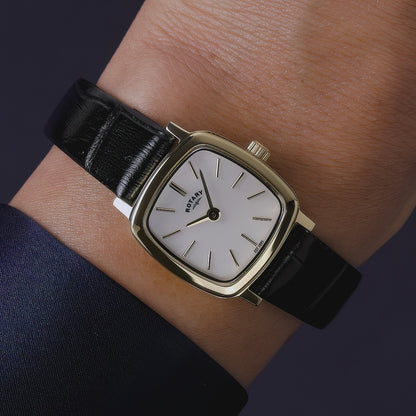 Rotary Ladies Heritage Astoria Mother Of Pearl Gold Plated Black Leather Strap Watch - RLS10046/41