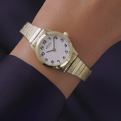 Rotary Ladies Heritage Gold Plated Stainless Steel Expander Bracelet Watch - LB00762/01