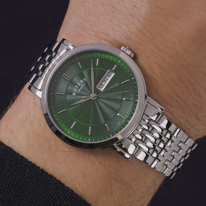 Rotary Men's Heritage Green Dial Stainless Steel Bracelet WatchGB05420/24