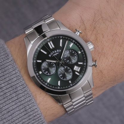 Rotary Men's Heritage Chronograph Stainless Steel Bracelet Watch - RGB10069/24