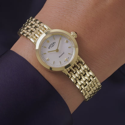 Rotary Ladies Heritage Diamond Mother Of Pearl Dial Gold Plated Stainless Steel Bracelet Watch - LB00900/41/D
