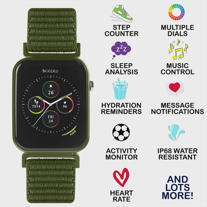 Tikkers Smart Series 13 Green Velcro Strap Smart Watch - TKS13-0038